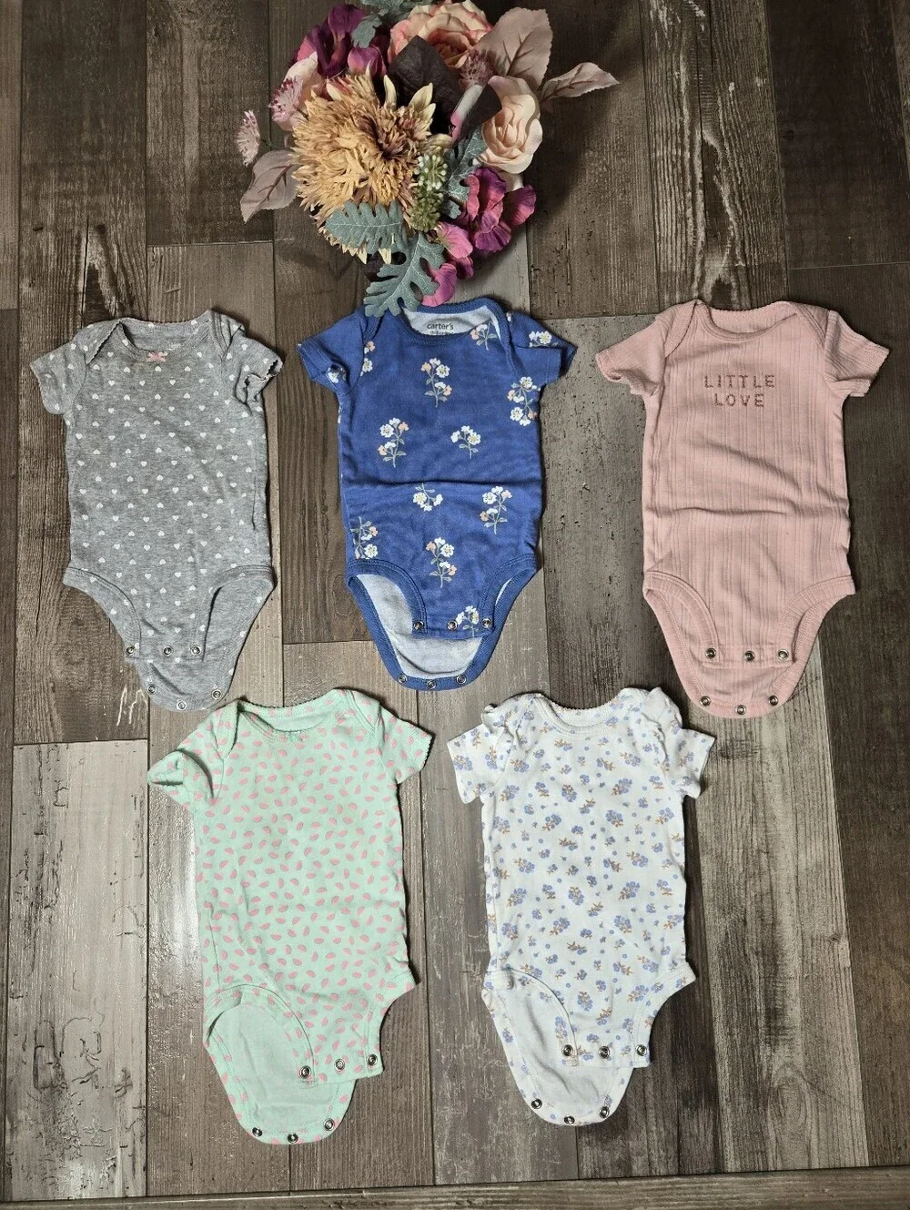 Carter's Baby Girl Assorted One-Piece Bodysuits - Multi Color Pack - Size 0-3m